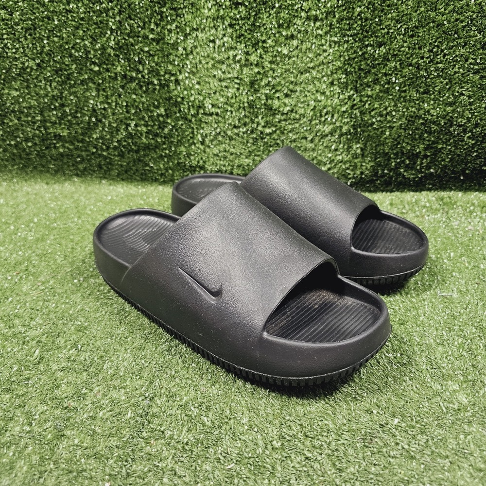 Nike Calm Slides Triple Black Athletic Comfort Slip On Slides Womens 10
